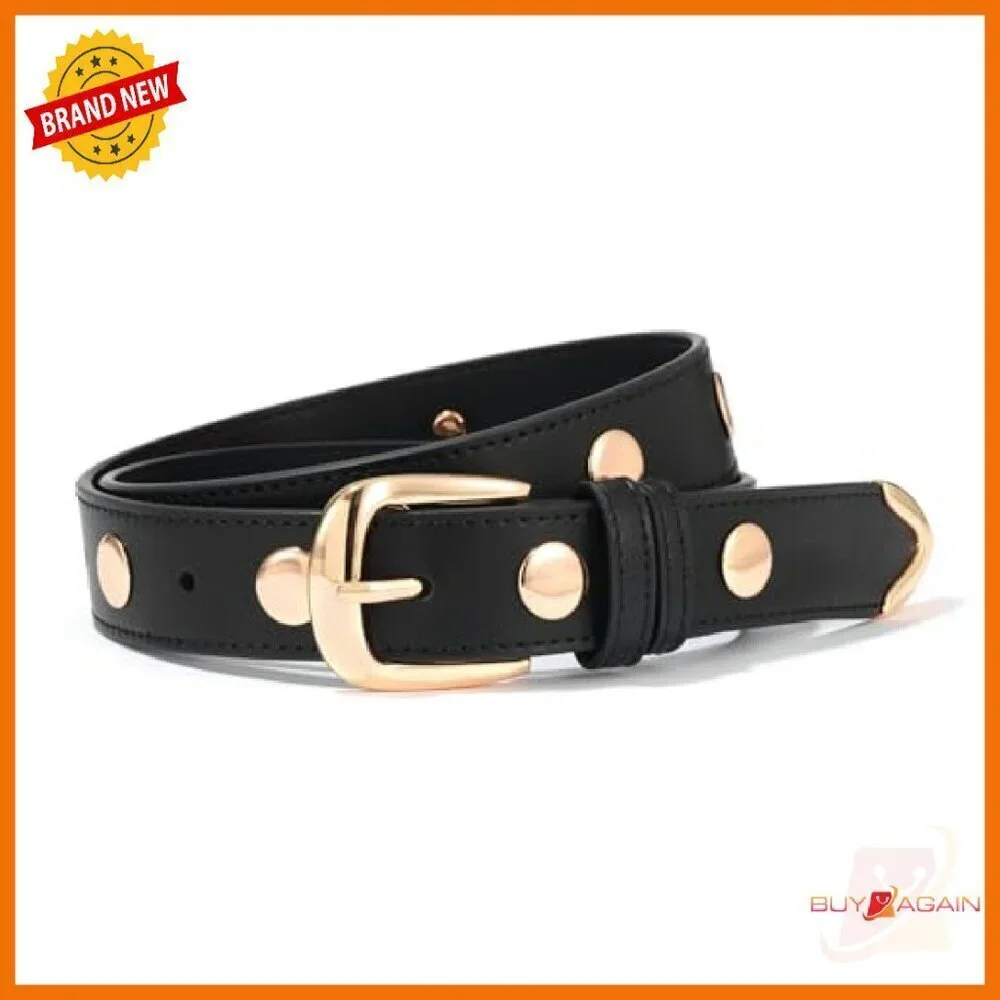 Studded Leather Belt for Women, Punk Gothic Style, Adjustable Fit